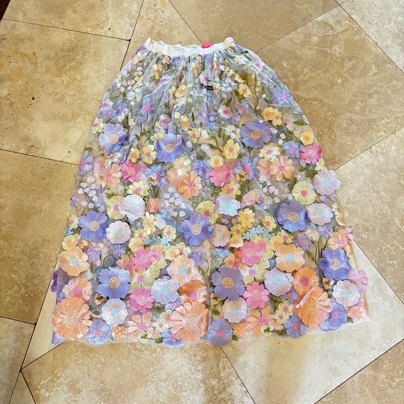 NWT FLORAL DREAMS MAXI SKIRT Dolls Kill Sugar Thrillz Tulle 3D Flowers Size XS - Picture 16 of 17